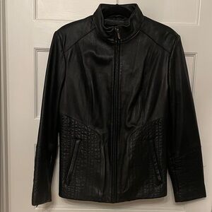 Wilsons By Venus Quilted Black Leather Racer Jacket Vintage Y2K
